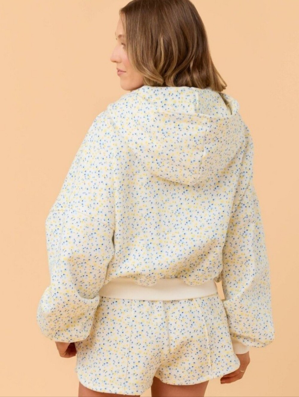 Blogilates Marshmallow Floral Oversized Zip Hoodie